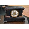 Image 2 : Antique faux slate chiming "Wm. L. Gilbert" mantle clock with cast feet and lion's head decoration, 