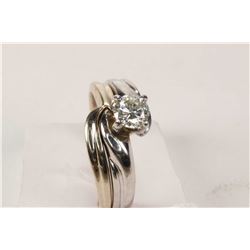 Ladies platinum and 18kt white gold diamond wedding set. Engagement ring set with 0.35ct brilliant w