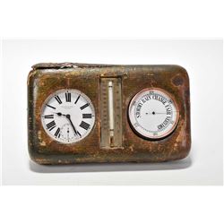 Antique cased travel barometer and pocket watch compendium labelled by Edward and Sons, Glasgow incl