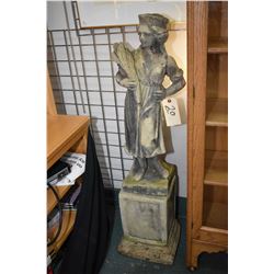 Two piece Dickensian cement statue of a girl 45" including base