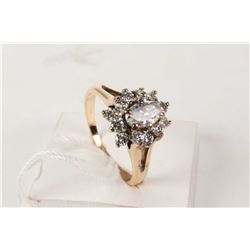 Ladies 14kt yellow and white gold fancy cut diamond ring set with 0.50ct center diamond and 0.50cts 