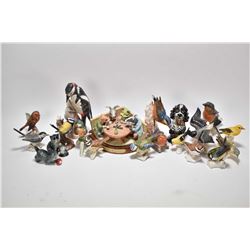 Large selection of Goebel animal figures, mostly birds and cats and dogs plus a "Boy's Night Out" by