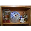 Image 2 : Shelf lot of collectibles including antique ruby flash cut to clear vase, crystal basket, Mkado plat
