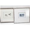 Image 1 : Four framed artworks including an original coloured pencil drawing and three miniature style prints,
