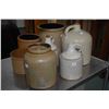 Image 1 : Seven pieces of vintage stoneware including three jugs and four crocks