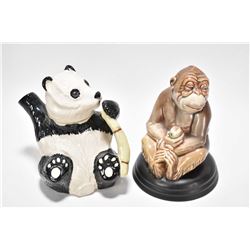 Large Beswick monkey 7 1/2" in height mold no. 397 and a Beswick Panda bear teapot