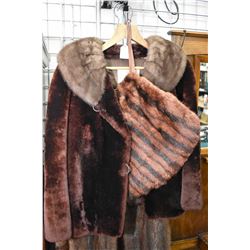 Vintage 3/4 length fur coat plus a short Beaver lamb fur jacket and a fur bag