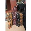 Image 2 : Selection of five wooden carvings including Asian, African and Canadian plus two quality 1970's tabl