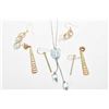 Image 1 : Three pairs of yellow gold earrings and an 18" white gold neckchain with pendant