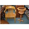 Image 1 : Heavy oak office chair and a center pedestal fern stand