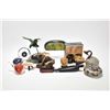 Image 1 : Tray lot of collectibles including lobster trap with lobsters, jade bird in flight signed Manuel 196