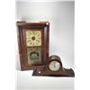 Image 1 : Two antique clocks including a Westbury top hat mantle clock and a weight driven wall clock. both ne