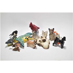 Selection of eleven Beswick collectible animals including birds, cats and dogs