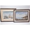 Image 1 : Two framed oil on board paintings including a rocky shoreline 9" X 12" and a winterscape 7" X 10" bo