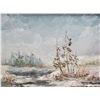 Image 3 : Two framed oil on board paintings including a rocky shoreline 9" X 12" and a winterscape 7" X 10" bo