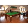 Image 1 : Slate 9' pool table made by Duchess, Toronto. plus pool table overhead lamp, Duchess pool cue rack a