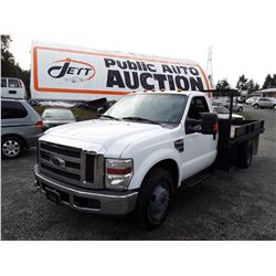 0A --  2009 FORD F350 SUPER DUTY FLAT DECK , White , 218398  KM's