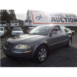 A12I --  2005 VW PASSAT GLS TDI , Grey , 308085  KM's "NO RESERVE"