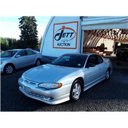 A12E --  2001 CHEVROLET MONTE CARLO SS , Silver , 269330  KM's, "NO RESERVE"