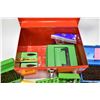 Image 2 : Selection of 6.5X 55, .284 Win etc.green container with 50 rounds of 6.5X55 reloads, blue plastic co
