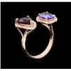 Image 3 : 1.67 ctw Pink Tourmaline, Tanzanite and Diamond Ring - 14KT White Gold