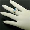 Image 7 : 14K White Gold Oval Checkerboard Cut Bezel Blue Topaz Solitaire & Diamond Ring