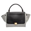 Image 2 : Celine Gray Wool Black Leather Medium Trapeze Bag