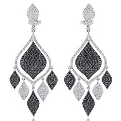 18k White Gold 4.87CTW Diamond and Black Diamonds Earrings, (VS1-VS2/G)