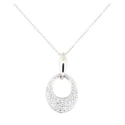 0.35 ctw Diamond Oval Pendant with Chain - 14KT & 18KT White Gold
