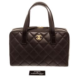 Chanel Dark Brown Quilted Leather Surpique Stitch Tote Bag