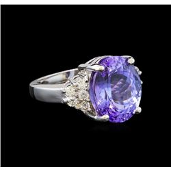 14KT White Gold 8.25 ctw Tanzanite and Diamond Ring