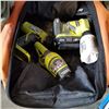 Image 1 : RYOBI CORDLESS DRILL, PALM SANDER, AND LIGHT, ONE BATTERY, NO CHARGER