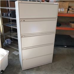 GREY HON 5 DRAWER METAL LATERAL FILING CABINET