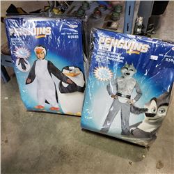 2 NEW CHILD MADAGASCAR PENGUIN COSTUMES AGENT CLASSIFIED AND SKIPPER SIZE 7-8 RETAIL $169.99
