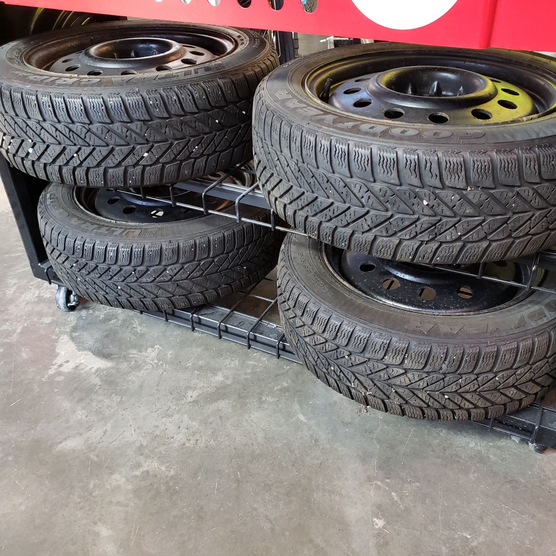 SET OF 4 205/55R16 GOODYEAR GRIP ICE TIRES ON MULTI BOLT RIMS SET OF 4 205/55R16 GOODYEAR GRIP ICE TIRES ON MULTI BOLT RIMS
