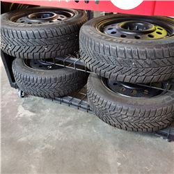 SET OF 4 205/55R16 GOODYEAR GRIP ICE TIRES ON MULTI BOLT RIMS