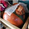 Image 2 : VINTAGE WOOD PLANTER, CERAMIC JAR, AND MILK JARS
