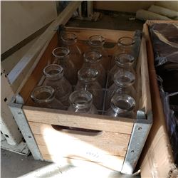 CRATE OF VINTAGE MILK BOTTLES