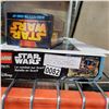 Image 1 : LEGO STARWARS BATTLE ON SARIF, MISSING FIGURES, STARWARS PRINTS, AND BOBAFETT TIN WIND UP