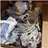 Image 3 : BOX OF MYOTT PLATE, PORCELAIN LAMP, AND OTHER COLLECTIBLES