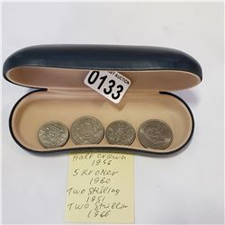 HALF CROWN 1956, 5 KRANER 1960, AND 2 SHILLING COINS 1951/66