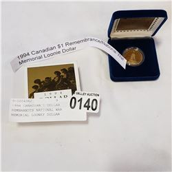 1994 CANADIAN 1 DOLLAR REMBRANDTS NATIONAL WAR MEMORIAL LOONEY DOLLAR