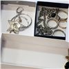 Image 2 : LOT OF 4 TRAYS OF SILVER TONE COSTUME JEWELLERY