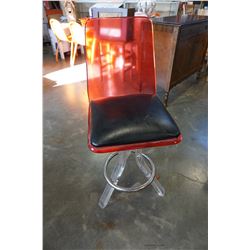 CLEAR RED SWIVEL BAR STOOL