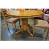 Image 2 : ROUND MAPLE DINING TABLE W/ JACK KNIFE LEAF AND 2 CHAIRS