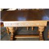 Image 2 : ANTIQUE ENGLISH OAK CARVED DINING TABLE DRAWLEAF WITH 4 CHAIRS