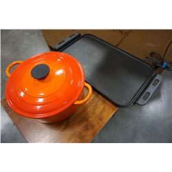 CAST IRON POT W/ LID AND GRILL