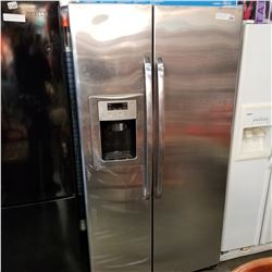 STAINLESS STEEL SIDE BY SIDE GE FRIDGE WITH WATER AND ICE DISPENSER TESTED AND WORKING GUARANTEED