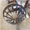 Image 2 : ANTIQUE CAST IRON GRATE AND 2 METAL BLACK HANGING BASKETS