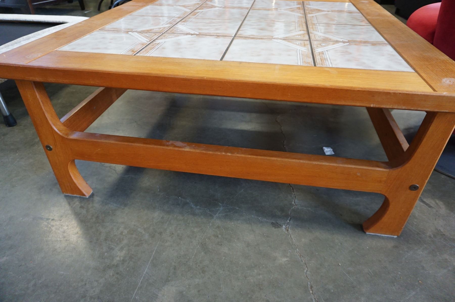 TEAK TILE TOP COFFEE TABLE